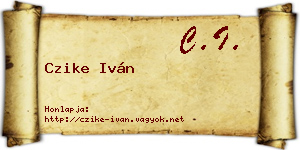 Czike Iván névjegykártya